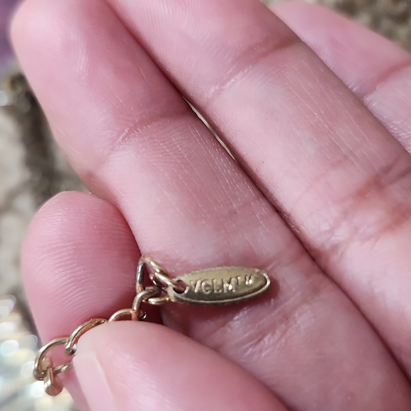 VCLM Tarnished Gold Toned Circle Square Accent Long Strand Necklace 35" - Picture 6 of 6